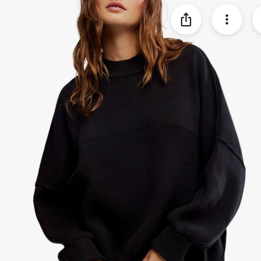 NEW! Free People aeasy Street Black Oversized Crewneck Sweater